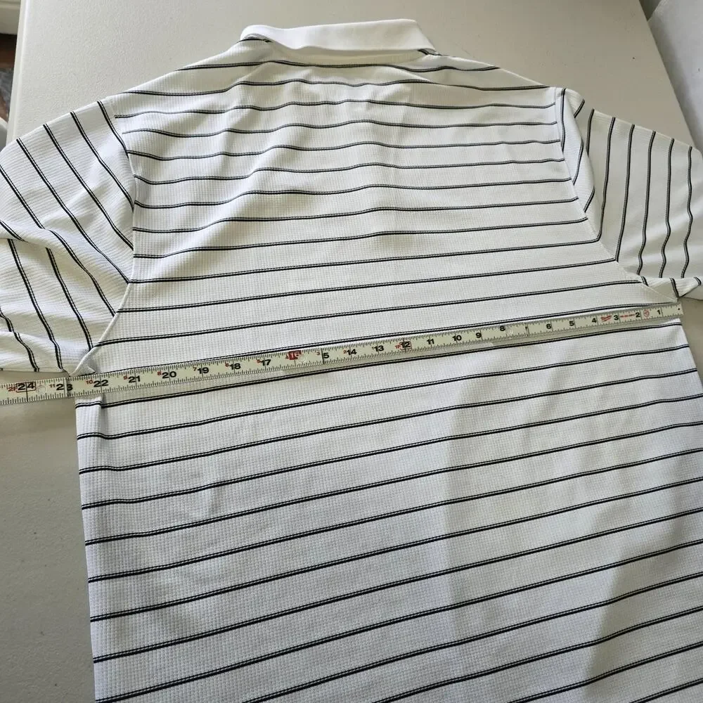 Nike Dri-Fit Polo Shirt Men's XL * White Black Stripe Short Sleeve Preppy Swoosh